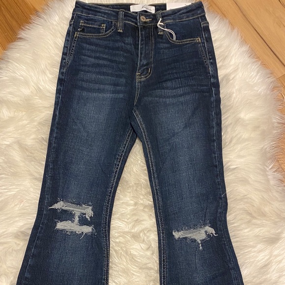 KanCan Denim - KanCan Dark Blue Distressed Flare Jeans